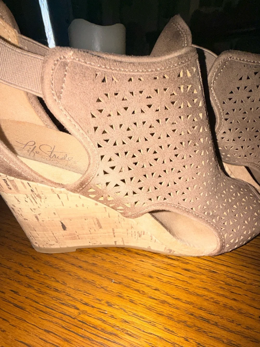 Life Stride Cutout Peep-Toe Wedge Sandals - Light Brown